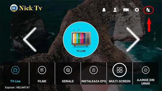 Interfața aplicației NickTV pe televizor